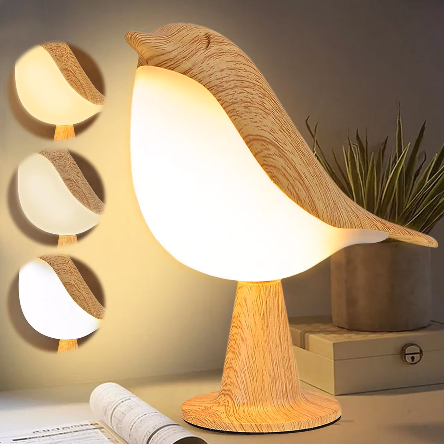 Lampada da tavolo LED Leikurvo, con 3 modalità di illuminazione, lampada da comodino dimmerabile, lampada da tavolo con aromaterapia, lampada da lettura con porte USB di tipo C, ideale per soggiorno e camera da letto