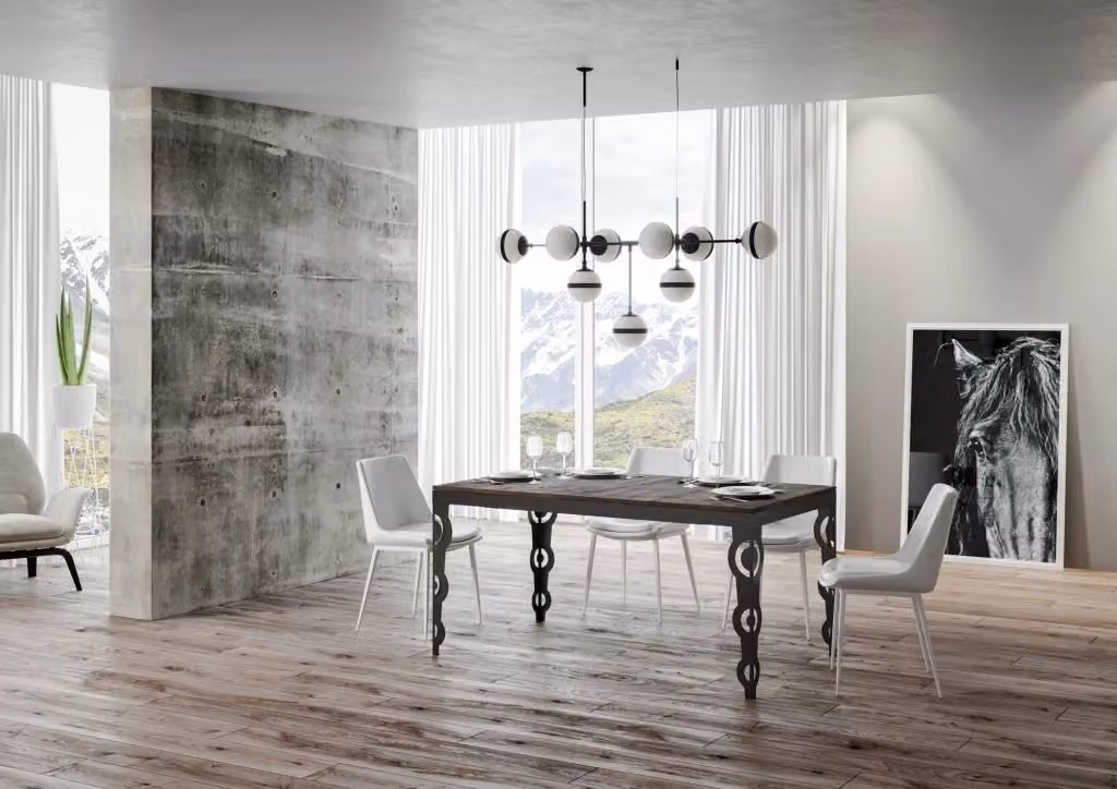 Tavolo allungabile Karayan Evolution Bs Com in noce con telaio antracite L/P/H: 440 x 90 x 77 cm – 2