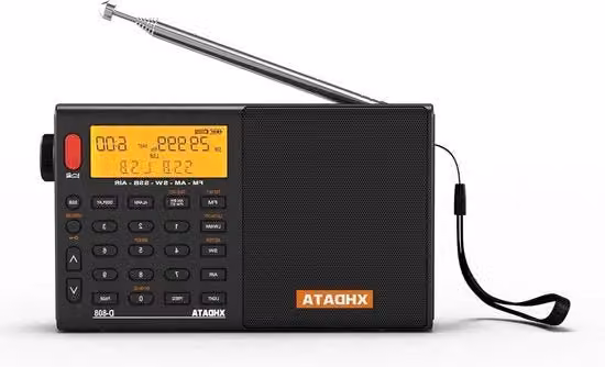 Radio Digitale Portatile FM Stereo MW SW LW SSB con RDS e Antenna Esterna, Alimentata a Batteria, Nero