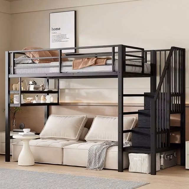 Letto a soppalco - Xylo - 90x200 cm contenitore nero