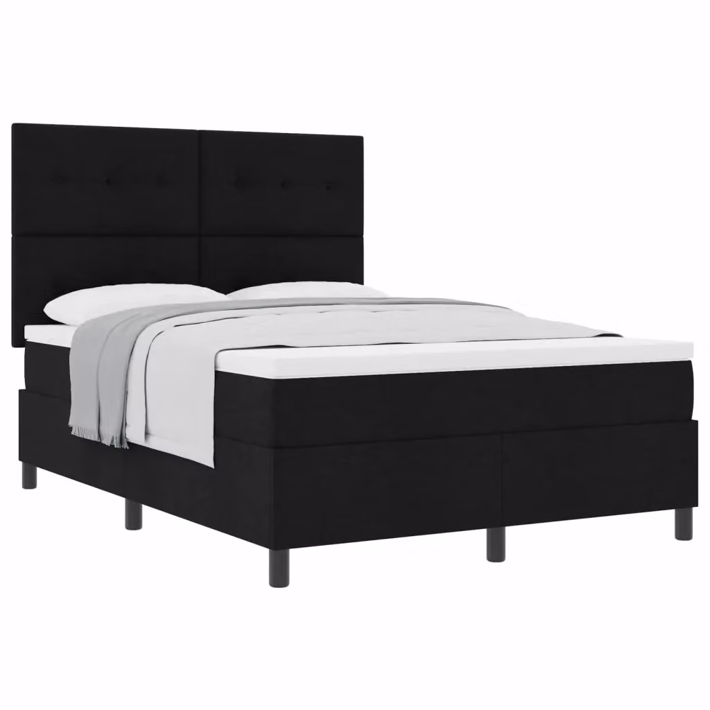 Letto a molle con testiera vidaXL in tessuto nero L: 160 cm, P: 200 cm – 2