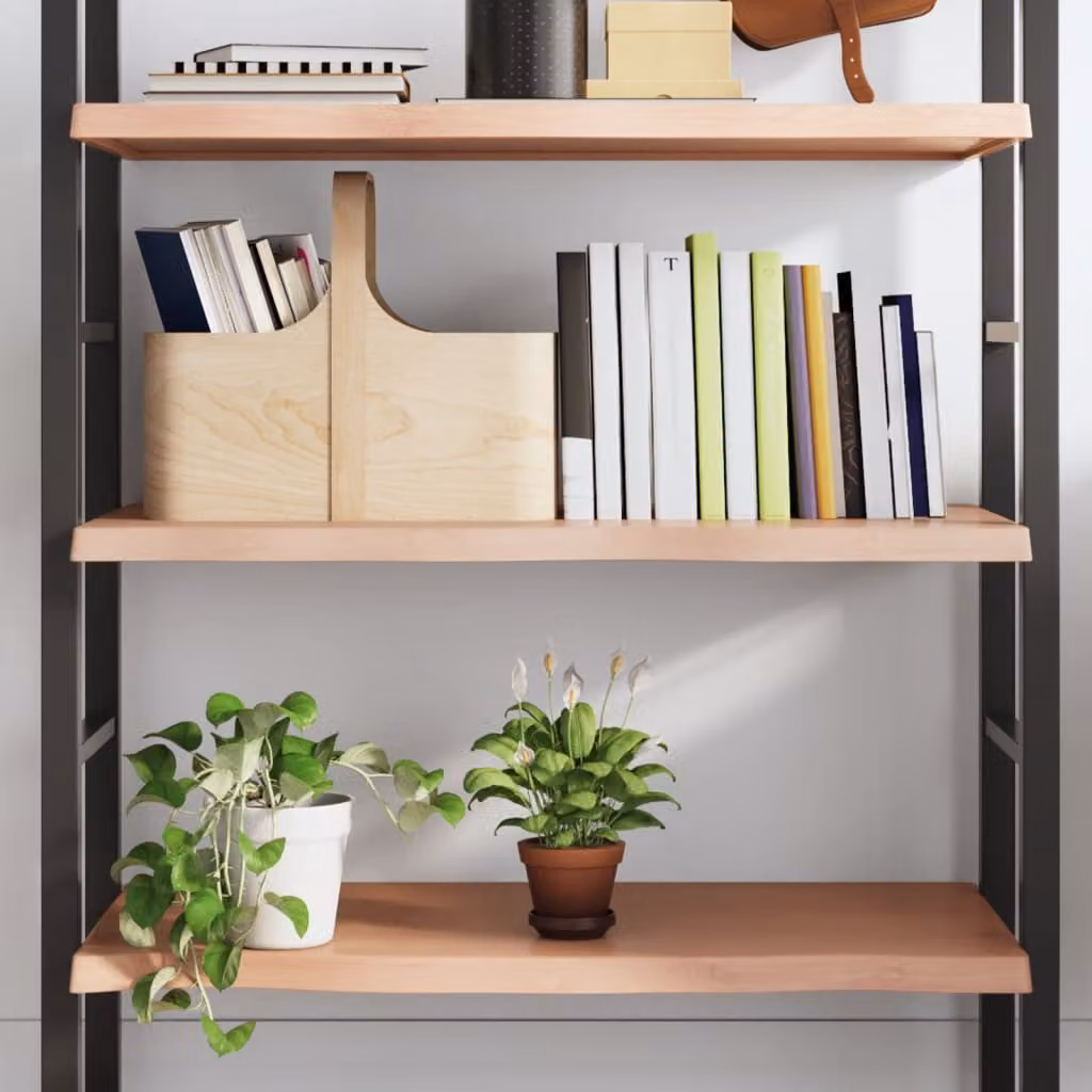 Ripiano da muro vidaXL in legno massello di rovere marrone con finitura rustica L: 100 cm, P: 40 cm, H: 2-4 cm