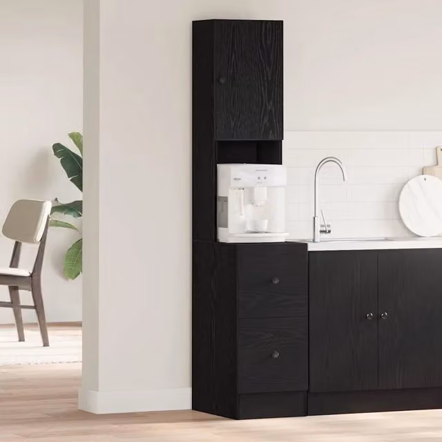 Credenza da cucina con cassetto e buffet vidaXL in rovere e nero L: 32 cm, P: 50 cm, H: 180 cm – 1
