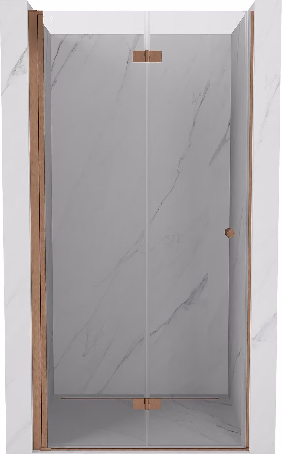 Mexen Mist-F porta doccia pieghevole sinistra 95 cm, trasparente, rame spazzolato - 8A6-095-000-65-00-L
