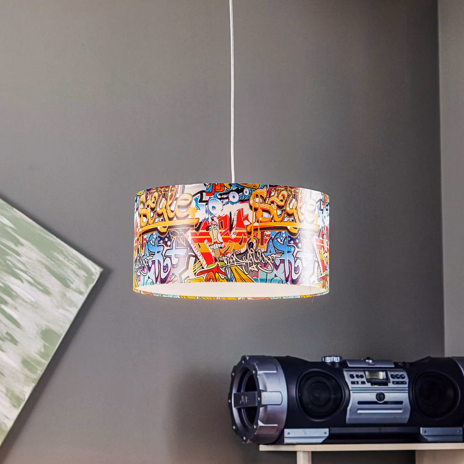 Lampada a sospensione Graffiti Maco Design, dimmerabile, Multicolore, Cameretta, Plastica, Giovanile, Lampada a sospensione