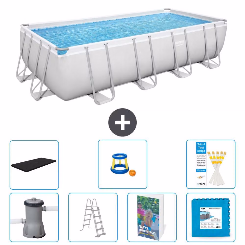 Bestway Power Steel, piscina rettangolare - 488x244x122 cm - composta da 6 parti, modello S570