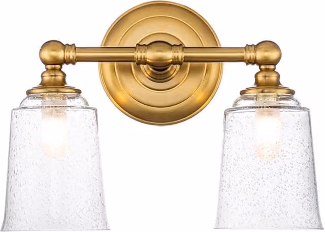 Applique da bagno Feiss in ottone e vetro trasparente IP44 con lampadine G9