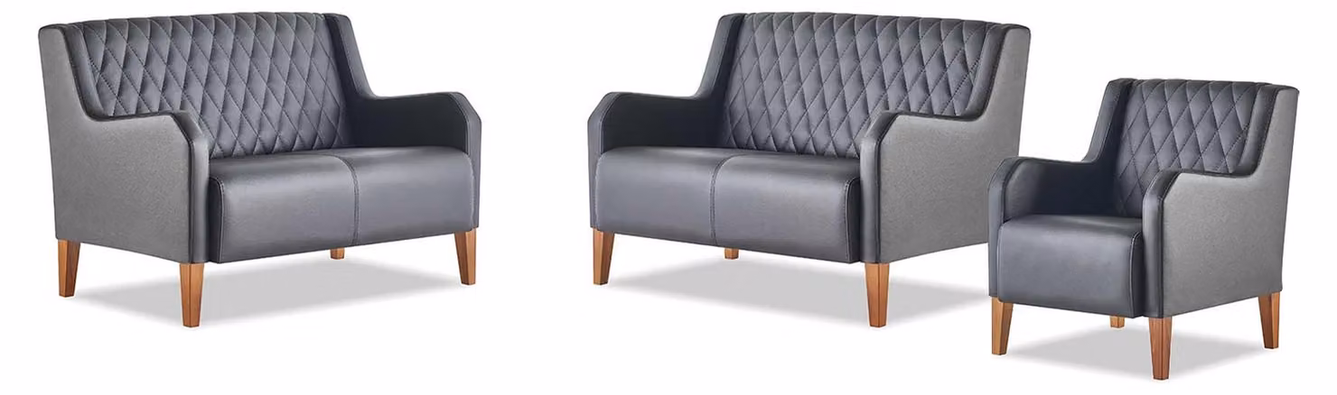 Sofas 2-Sitzer Sessel Schwarz Ledersofas Modern Leder Couch Lehnsessel