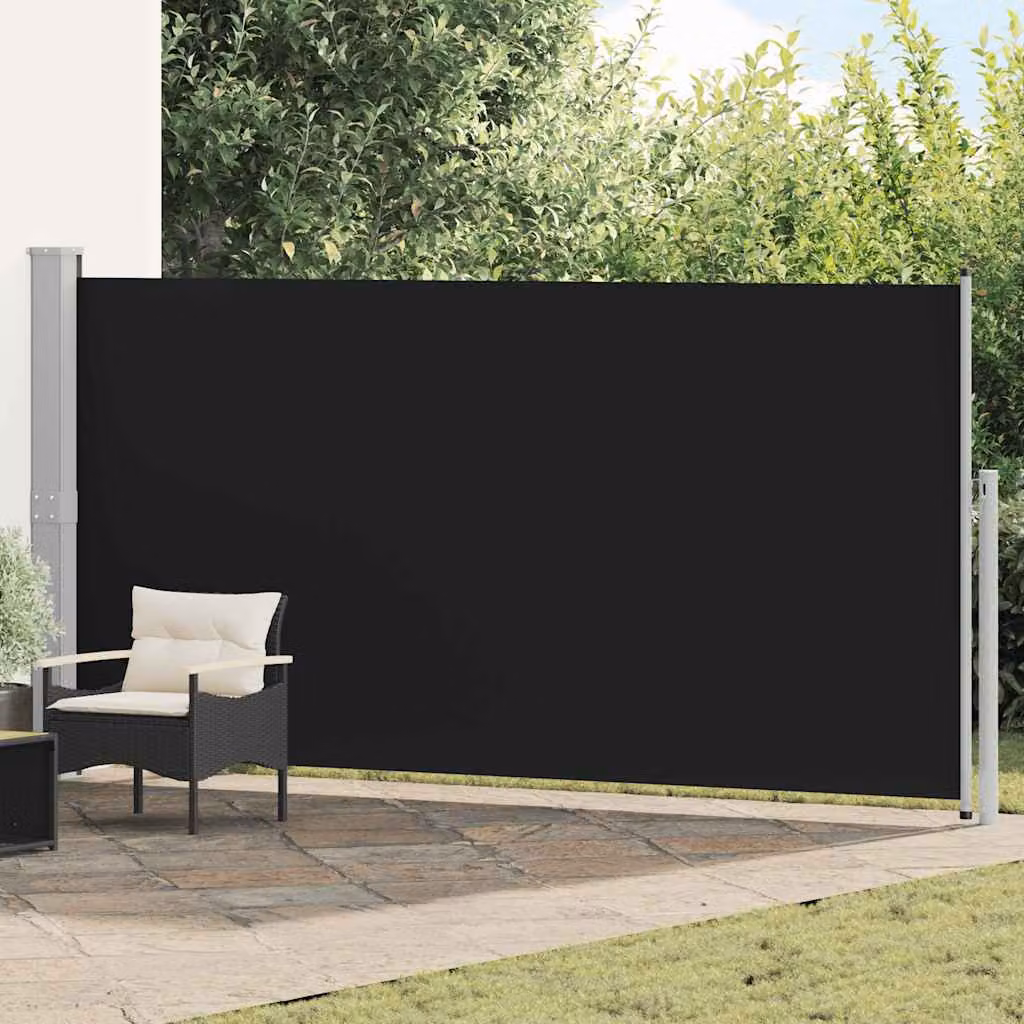 Tenda da Sole Laterale Retrattile vidaXL in Poliestere e Acciaio, Colore Nero, L: 514 cm, H: 160 cm