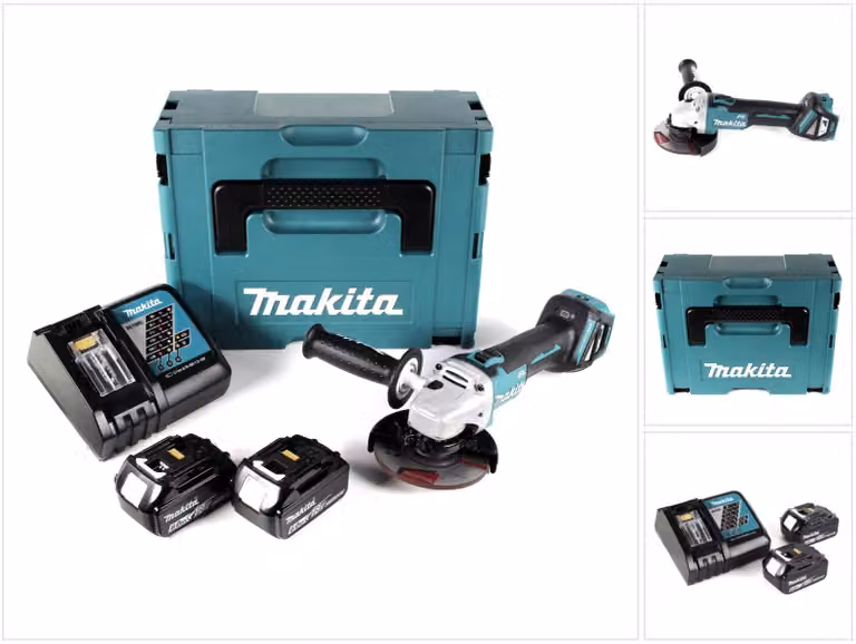 Smerigliatrice angolare a batteria Makita DGA 511 RGJ 18V 125mm brushless + 2x batteria ricaricabile 6.0Ah + caricabatterie + Makpac