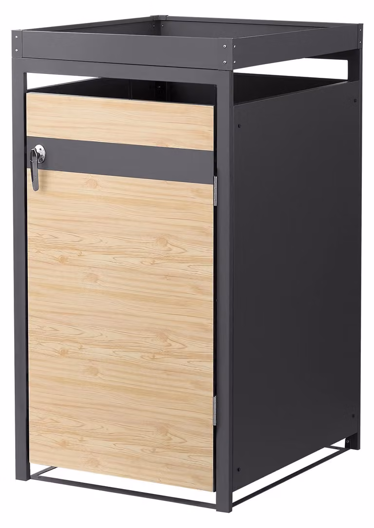ML-Design cassonetto per rifiuti con copertura vegetale per 1 cassonetto 240L 68x80x124 cm acciaio