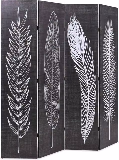 Divisorio Ambienti DESIGN IN Paravento Pieghevole con Stampa Floreale Bianco e Nero L: 160 cm, H: 170 cm – 1