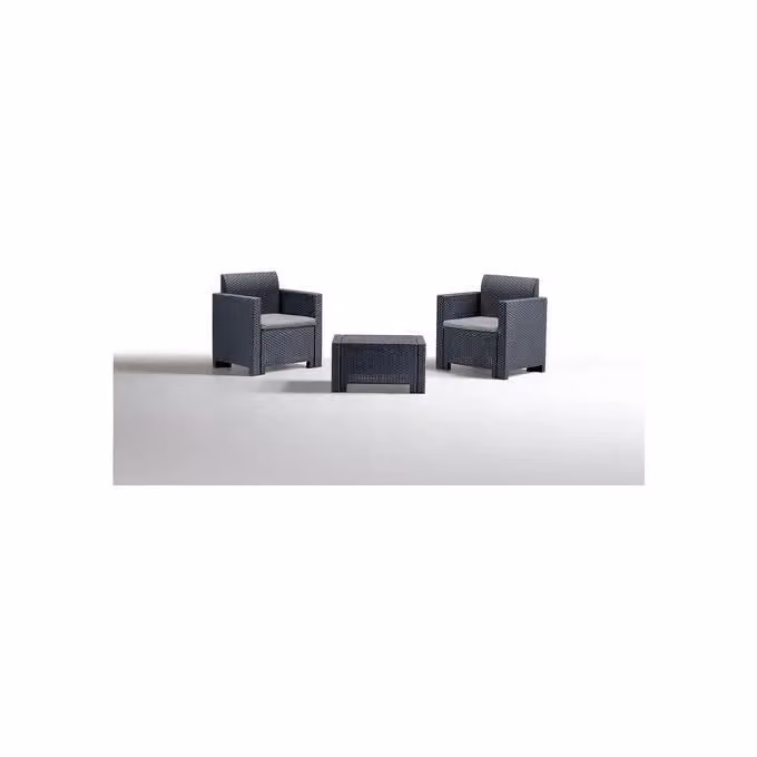 Set da giardino Bica Nebraska composto da divano 2 posti, poltrona e tavolino in polyrattan con cuscini inclusi colore antracite – 3