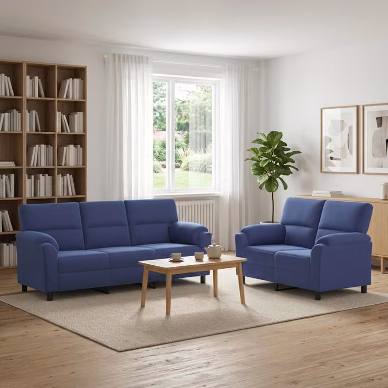 Set di 2 divani moderni vidaXL in velluto blu con struttura in metallo per il tuo soggiorno