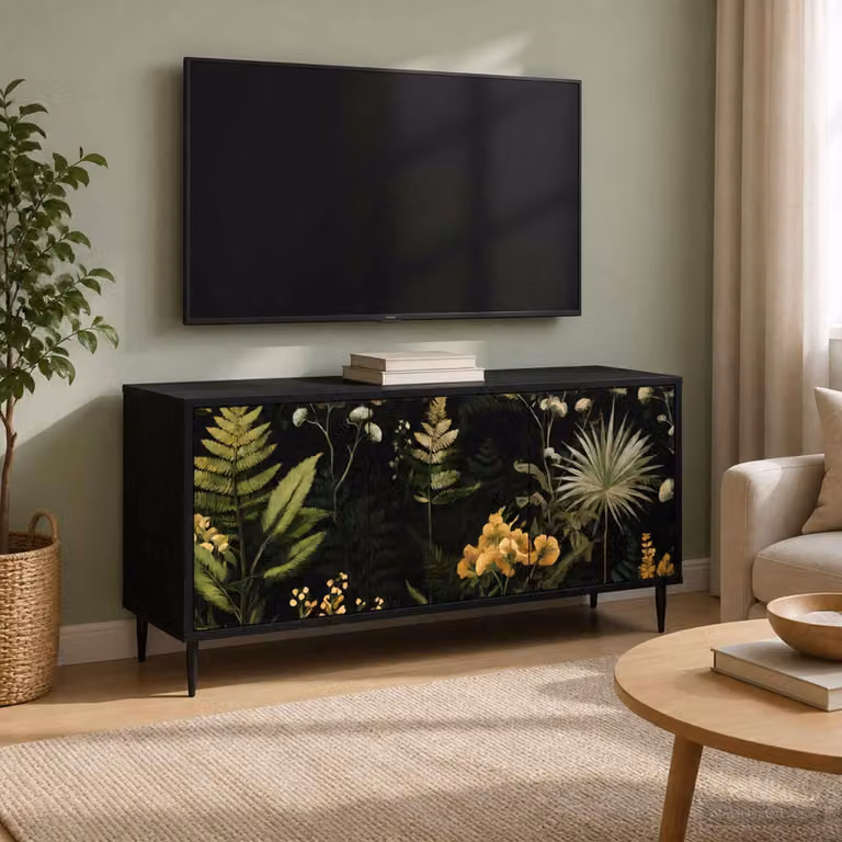 Mobile TV vidaXL RHENEN moderno in Rovere Nero L/P/H: 102 x 33 x 51 cm