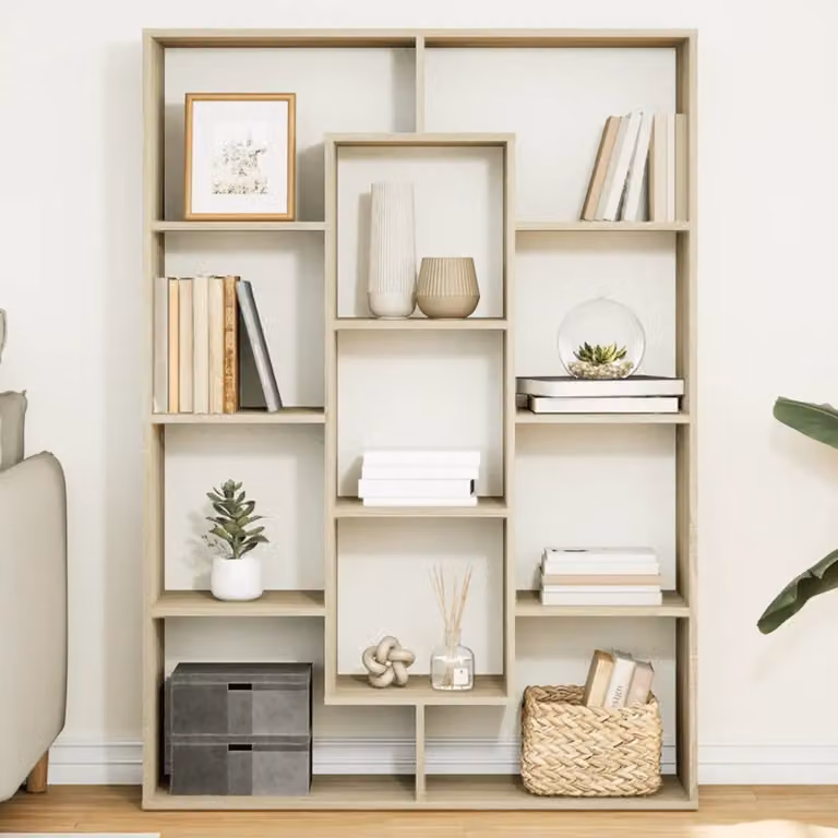 Libreria vidaXL in Legno Multistrato e MDF, Colore Rovere Sonoma (Marrone/Beige), L 102 cm x P 29 cm x H 143 cm