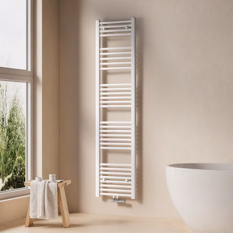 EMKE radiatore bagno asciugamani radiatore 40x160cm 547 Watt di potenza bianco radiatore bagno attacco centrale riscaldamento senza elemento riscaldante