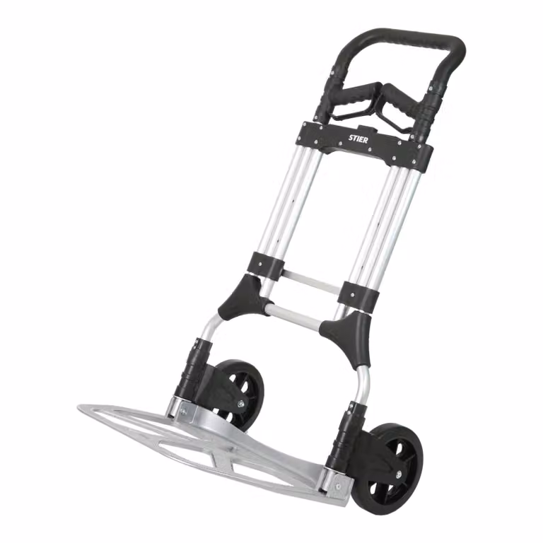 Carrello portasacchi pieghevole STIER Premium, carrello da trasporto in alluminio, portata fino a 200 kg, carrello impilabile per il trasporto, pneumatici in gomma piena, impugnatura regolabile in altezza