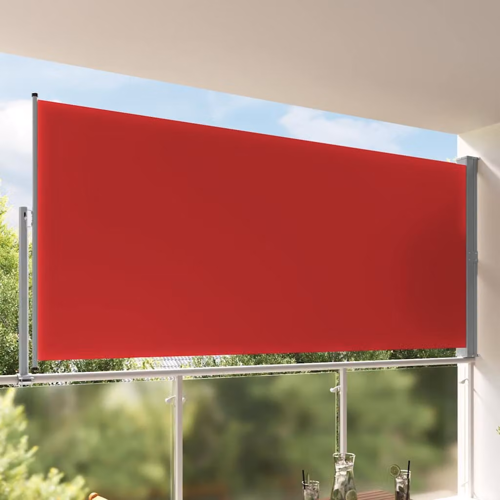 Tenda Laterale Retrattile per Patio vidaXL in Poliestere e Acciaio, Rossa, L: 300 cm, H: 160 cm