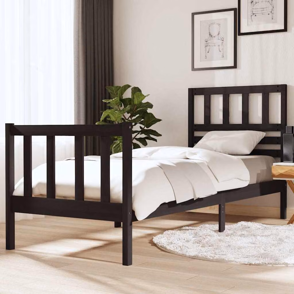 vidaXL Giroletto Single in Legno di Pino Nero L 75 x P 190 cm – 1