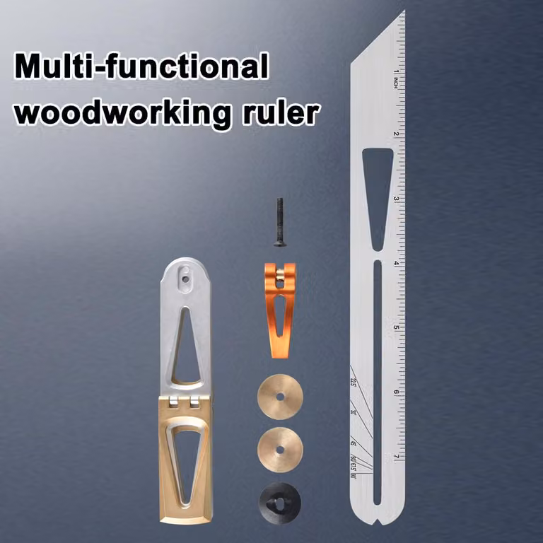 Righello da tracciatura per la lavorazione del legno, robusto, a forma di T, strumento di tracciatura multiangolare, acciaio inossidabile, angolo regolabile, guida a coda di rondine per falegnami