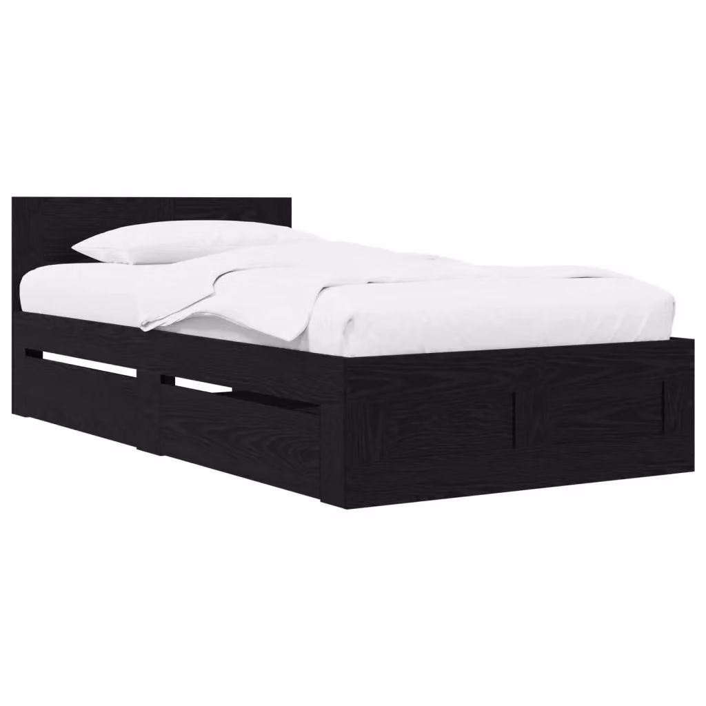 Struttura letto moderna vidaXL in legno ingegnerizzato con cassetti, Rovere e Nero, L: 160 cm, P: 83 cm, H: 203 cm – 2