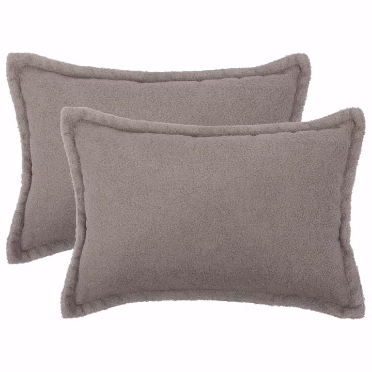 Set di 2 federe vidaXL HOUTEN in tessuto bouclé grigio chiaro, L 50 cm x P 80 cm