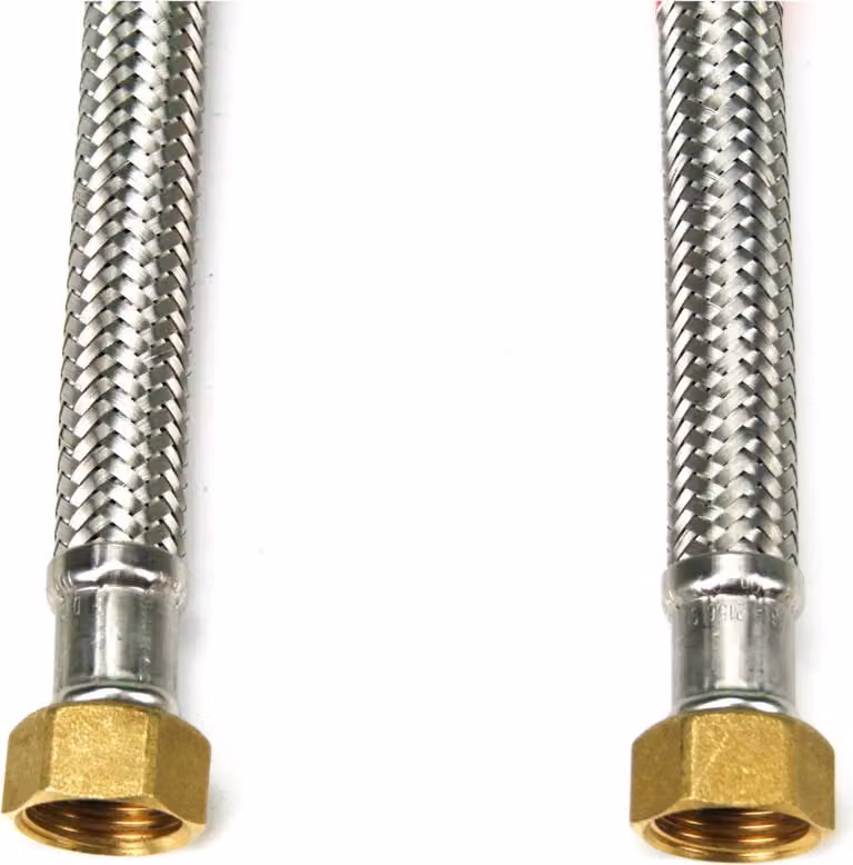 Tubo flessibile in acciaio inossidabile, lunghezza 100 cm, diametro nominale 13, tubo corazzato DVGW, filettatura interna 1/2" x filettatura interna 1/2"