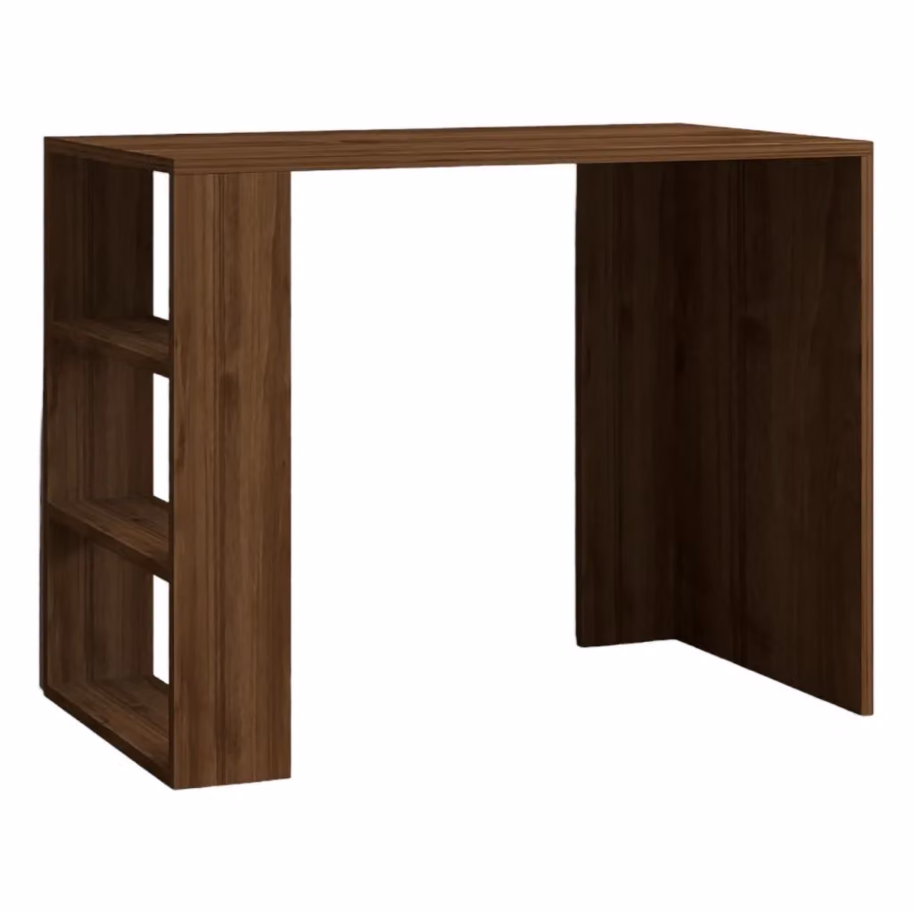 Scrivania DMORA con 3 ripiani in stile moderno, colore marrone, L 90 cm x P 50 cm x H 70 cm – 2