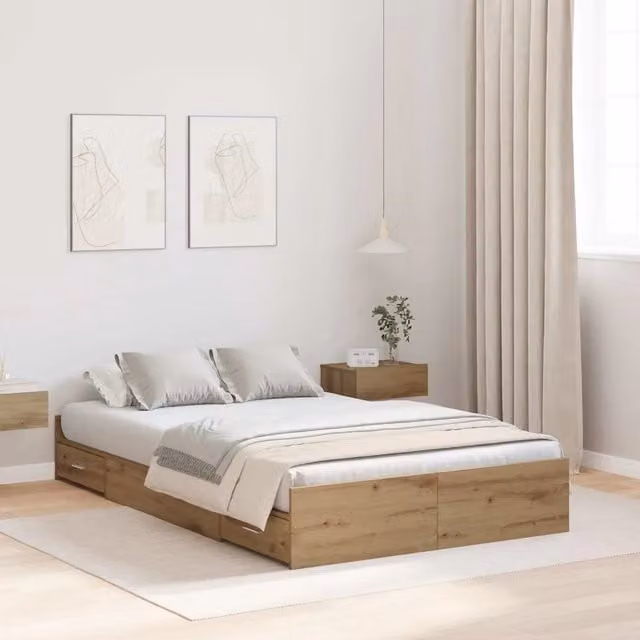 Struttura letto con contenitore Rovere artigianale 120 x 190 cm 3335332