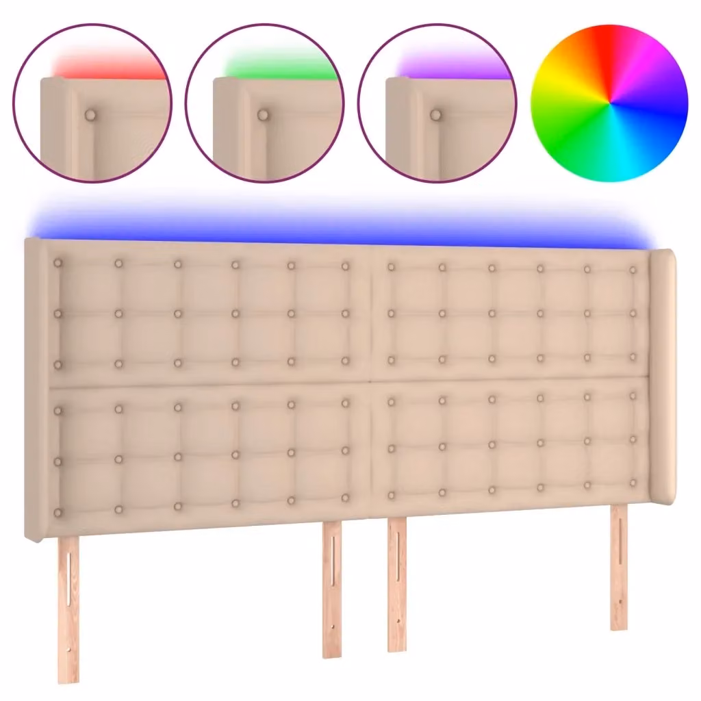 Testiera con LED e porta USB vidaXL in similpelle beige/marrone L: 183 cm, P: 16 cm, H: 118/128 cm – 2