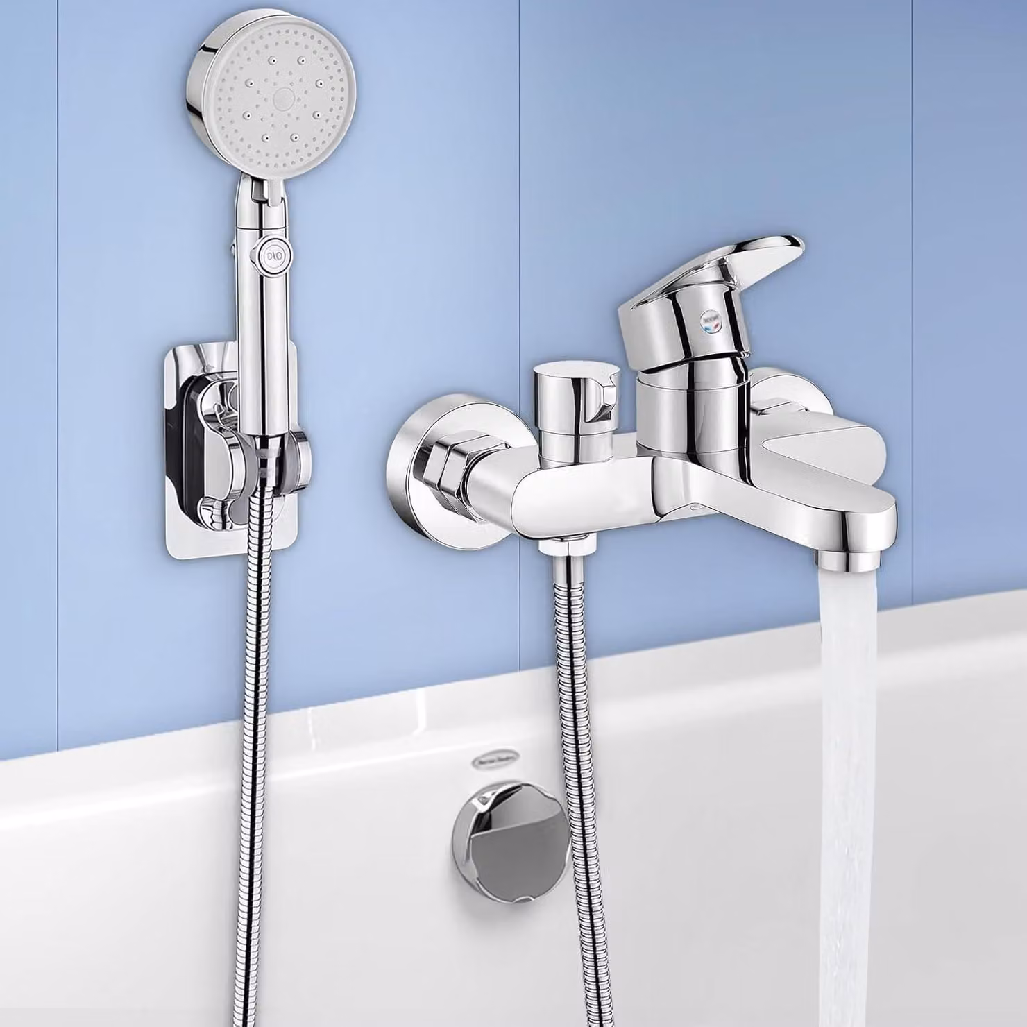 Solidchoice - Rubinetto per doccia con 5 funzioni e doccetta, finitura cromata