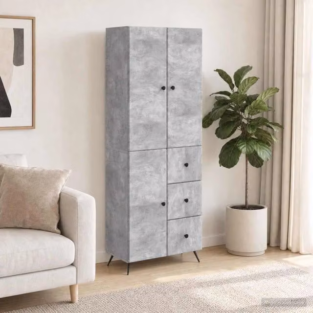 Set di 2 armadi moderni vidaXL in legno MDF grigio opaco con serratura e ripiani interni – 1