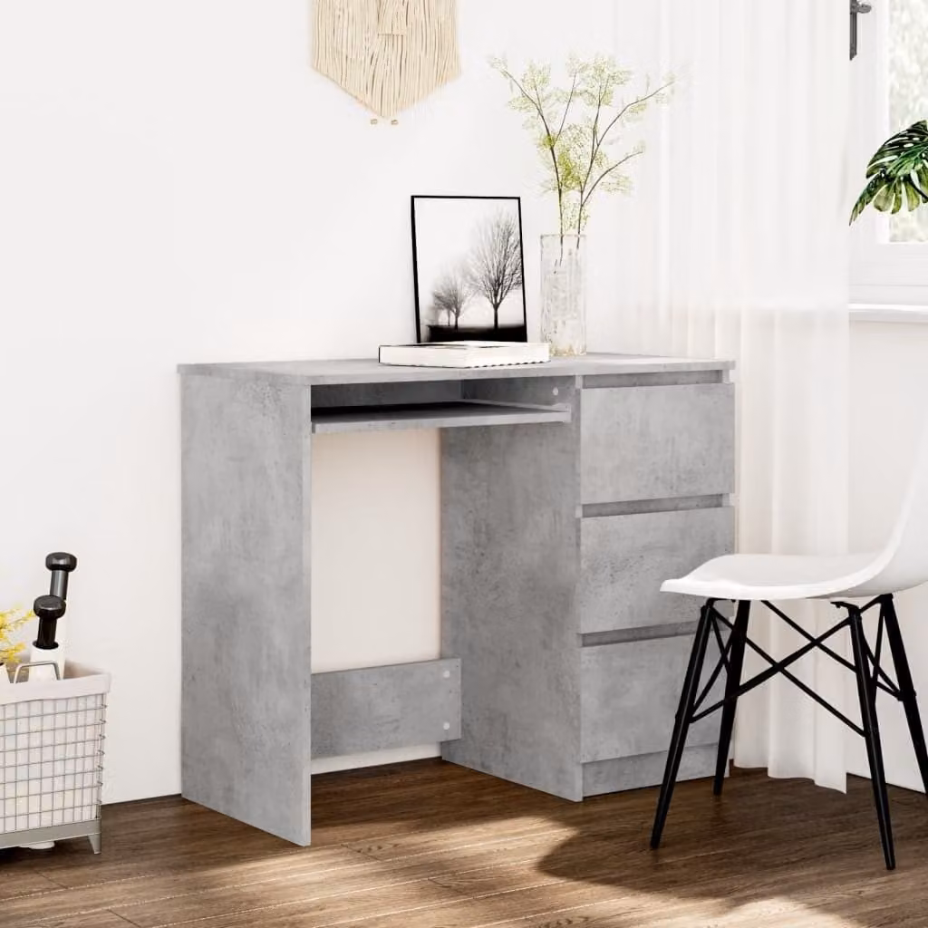 The Living Store Scrivania cemento grigio 90x45x76 cm materiale legno