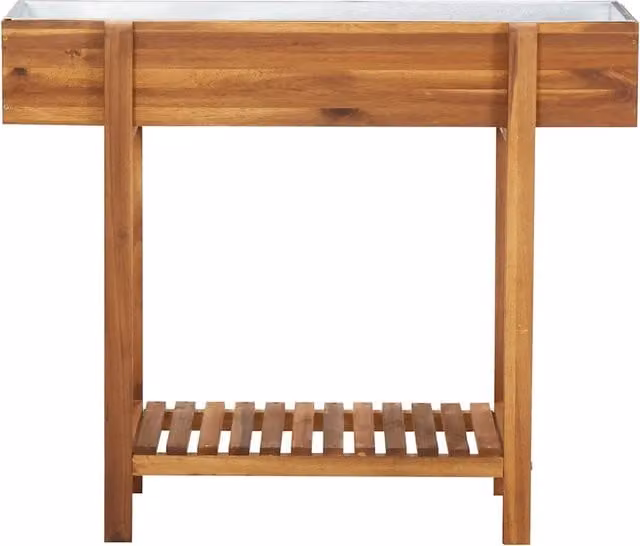 Letto rialzato da giardino in legno di acacia e zinco marrone per fioriere ornamentali L: 90 cm, P: 30 cm, H: 75 cm