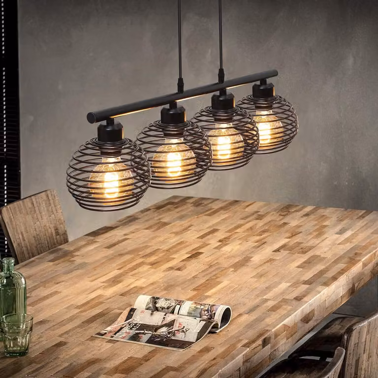 ZMH Vintage Lampada a Sospensione Altezza Regolabile Nero E27 Ferro Lampada Da Tavolo 120 Cm Per Sala Da Pranzo Soggiorno Camera Da Letto Camera Da Lavoro