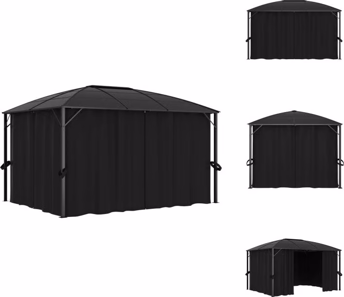 vidaXL Padiglione con tende 400 x 300 x 265 cm antracite - Padiglioni e tende per feste