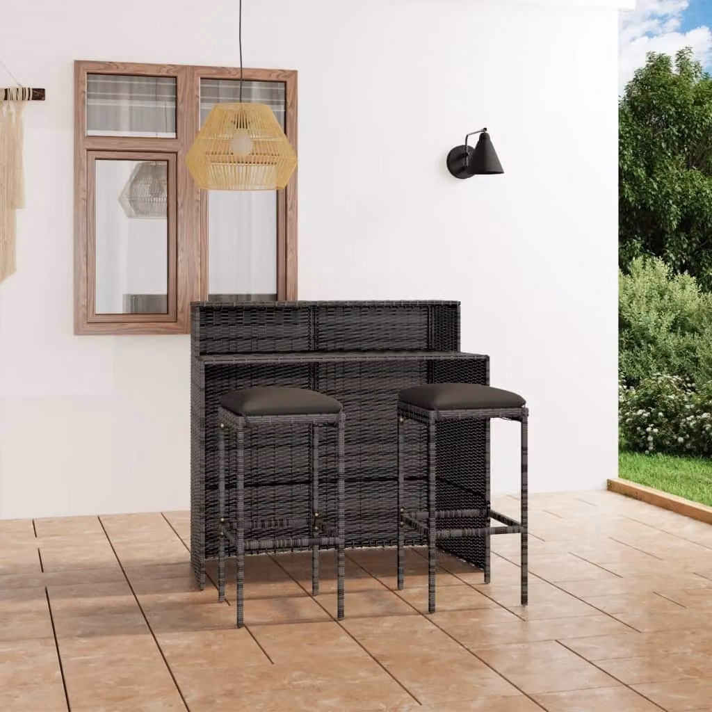 Maison Exclusive - Set da giardino da 3 pezzi con cuscini, grigio
