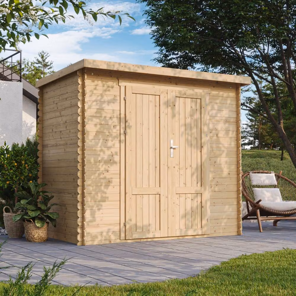 TIMBELA M310F1 Casetta Da Giardino In Legno 2,63 m², Capanno Da Giardino Per Esterno Con Pareti Da 19 mm, Casetta In Legno Per Attrezzi E Biciclette, Senza Pavimento, Porte A Pannello In Legno Massell