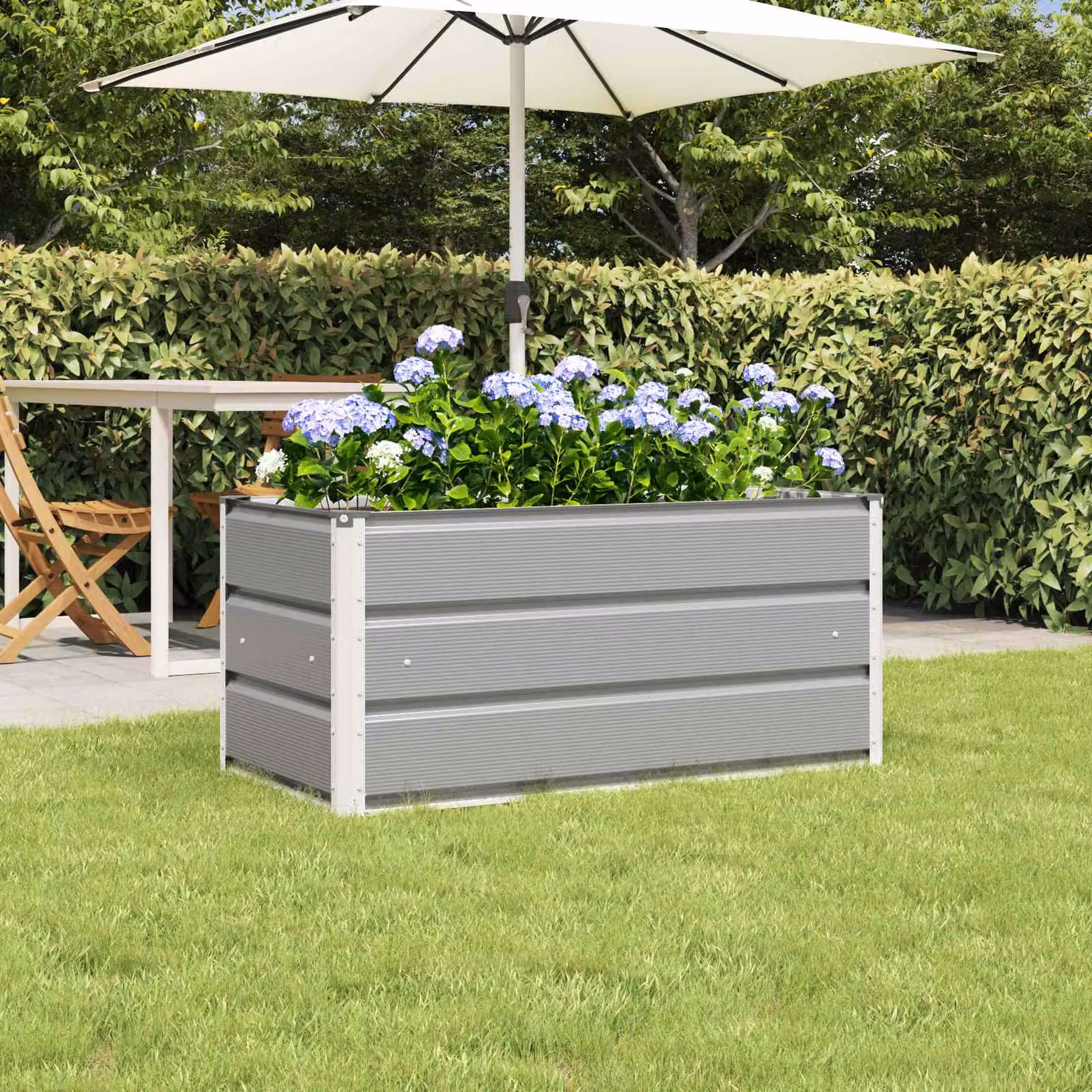 Fioriera vidaXL in acciaio zincato grigio, L 100 x P 50 x H 45 cm
