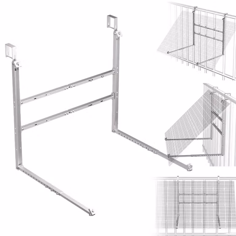 Supporto per impianto solare da balcone, supporto per pannelli solari da 400-550W, regolabile da 15° a 45°, sistema di fissaggio in alluminio per pannelli fotovoltaici con gancio, adatto per balconi, tetti piani e pareti