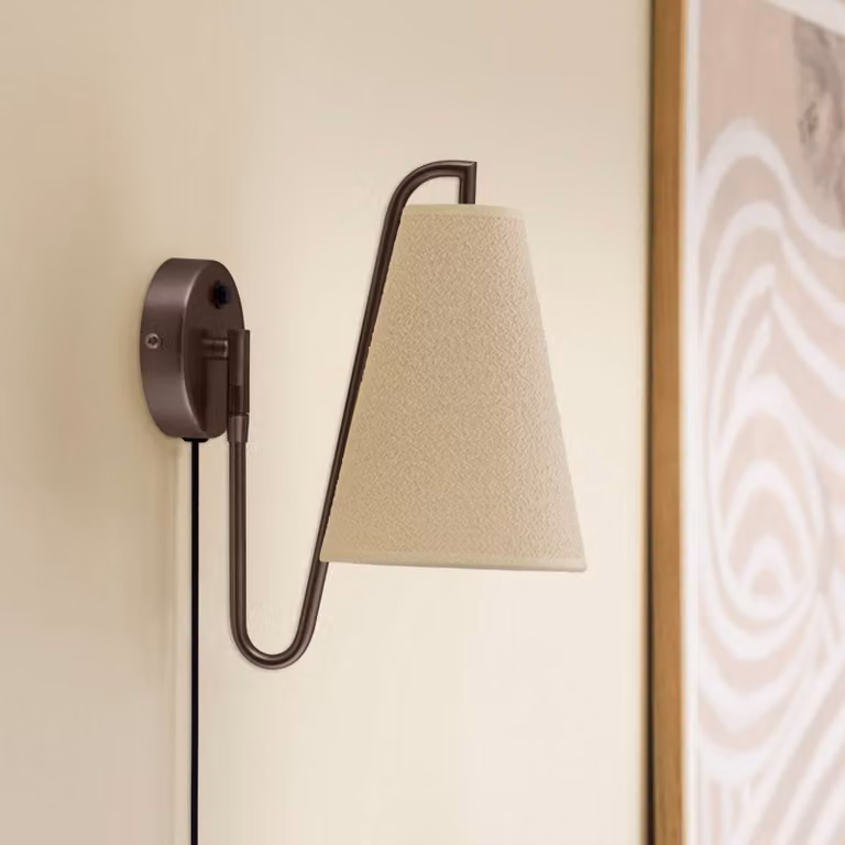 Globen Lighting Applique da parete Lou, Bronzo / Ottone antico, Soggiorno / Sala da pranzo, Tessuto / Stoffa / Seta, Design, Applique