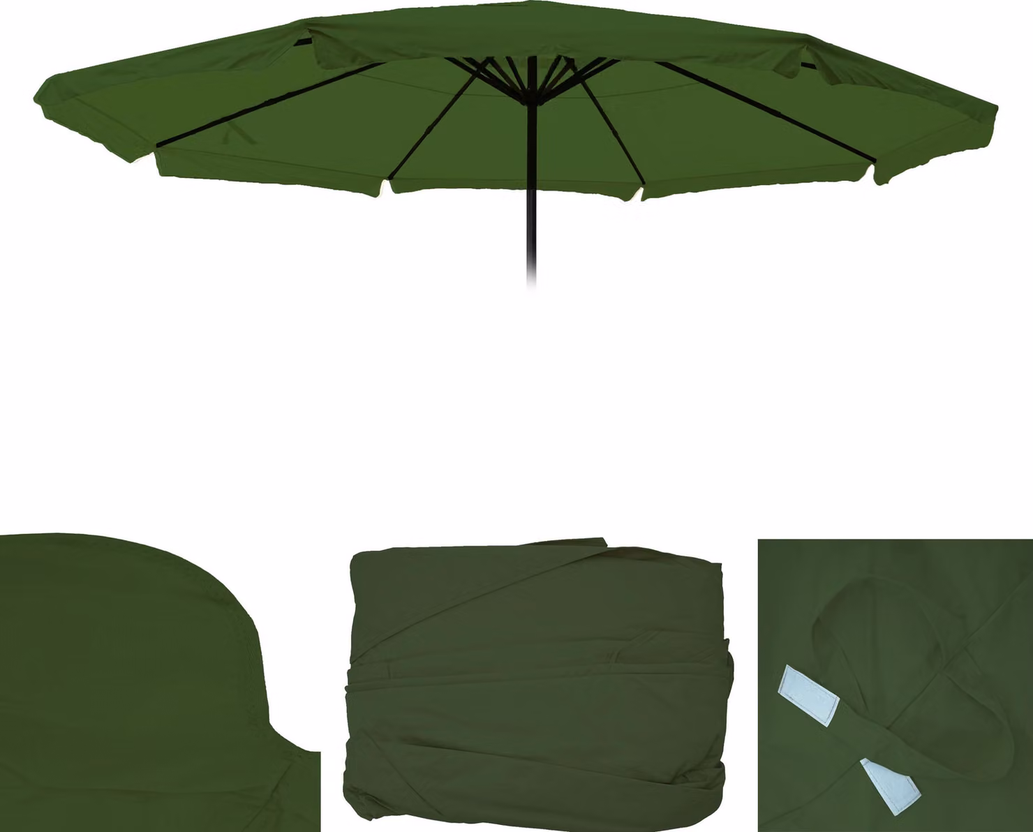 Coperchio di ricambio per ombrellone Meran Pro, ombrellone da ristorazione con mantovana Ø 5m, poliestere ~ verde