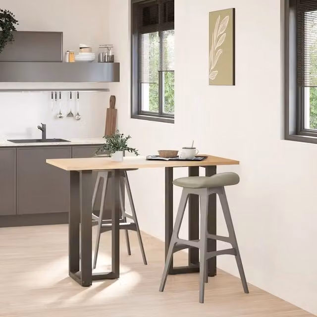 Coppia di gambe per tavolo da bar a forma di T in acciaio nero, L/P/H: 50 x 35 x 90-91 cm