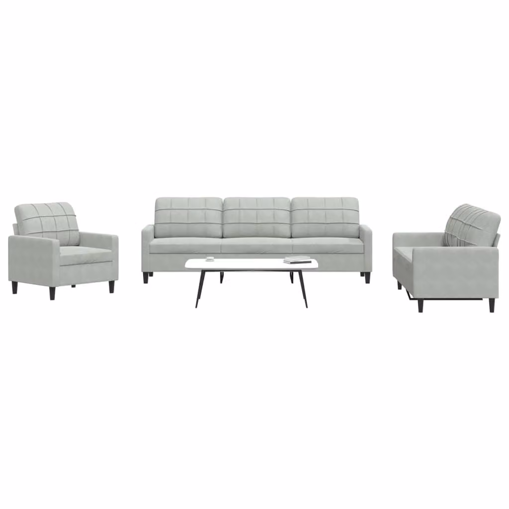 Set di divani vidaXL 4 pezzi in velluto grigio con pouf e cuscini per soggiorno