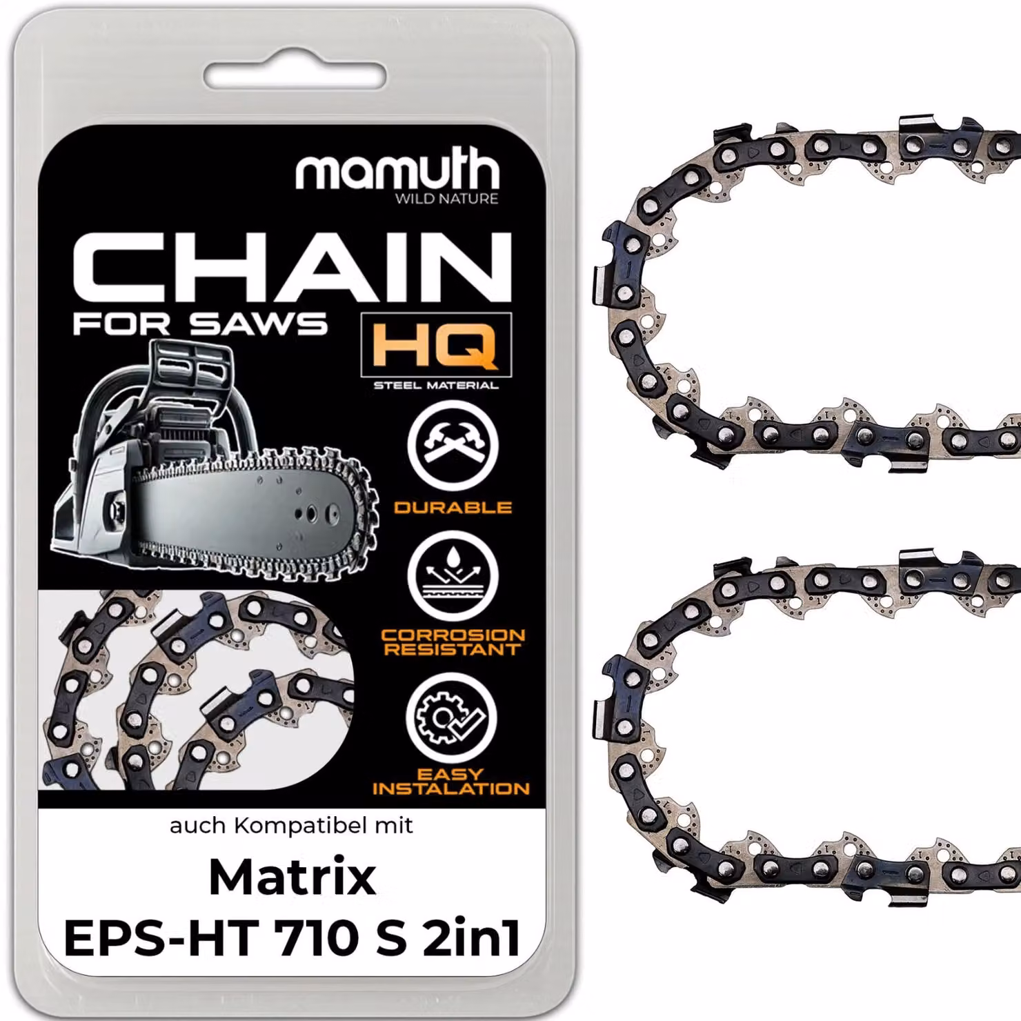 2 catene per motosega da 25 cm, spessore 1,3 mm, passo 3/8", modello 40 TG, compatibili con la motosega Matrix EPS-HT 710 S 2in1