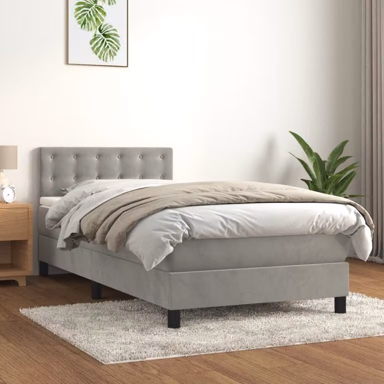 Maison Exclusive - Giroletto a Molle con Materasso Grigio Chiaro 90x190 cm Velluto