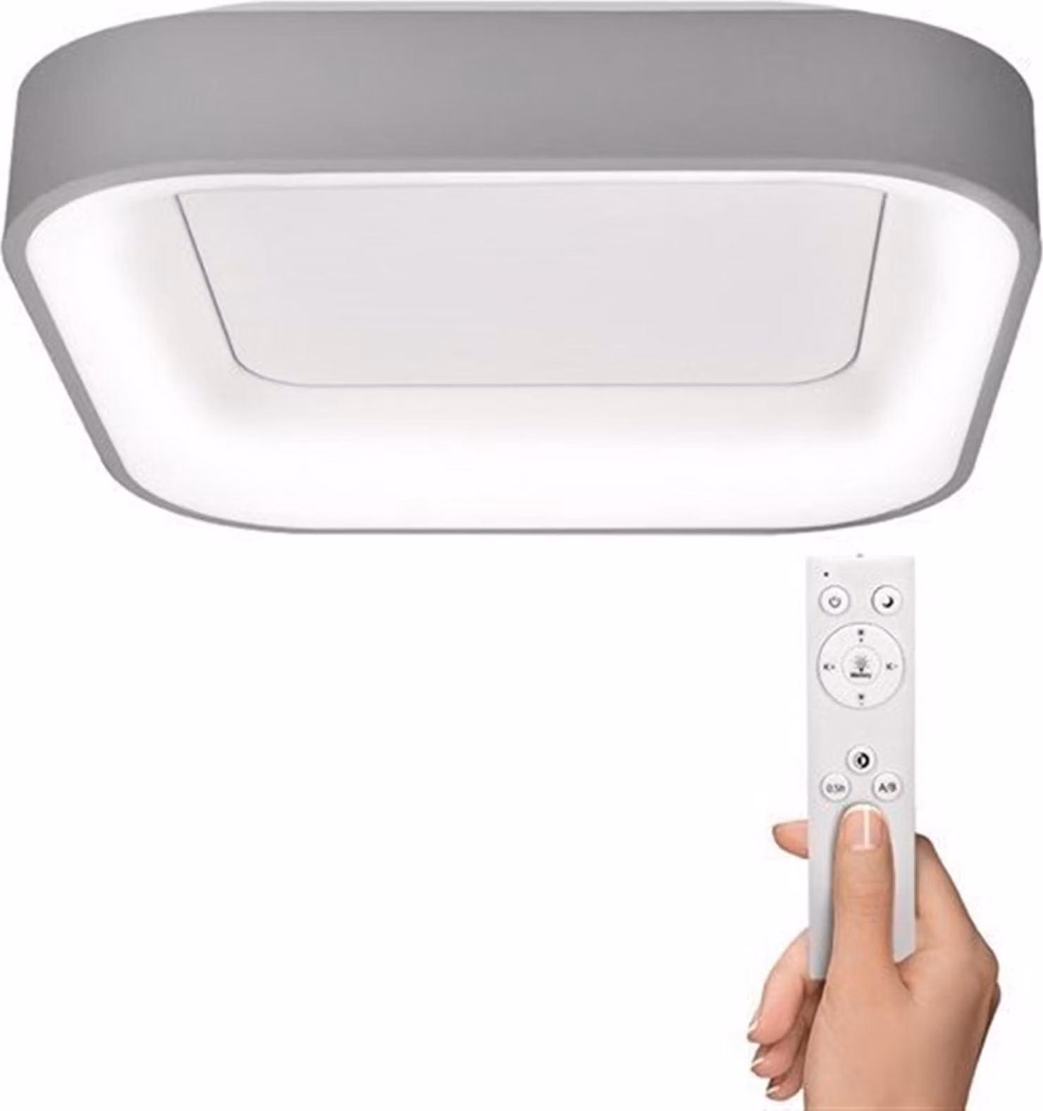 Solight LED plafoniera quadrata Treviso, 48W, 2880lm, dimmerabile, telecomando, grigio