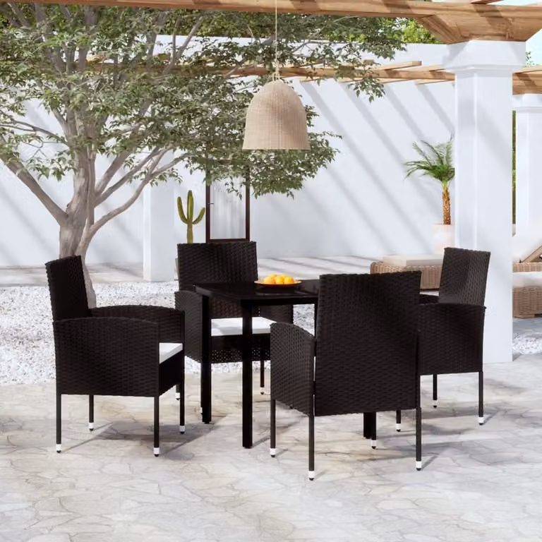 Maison Exclusive - Set da pranzo da giardino 5 pezzi nero