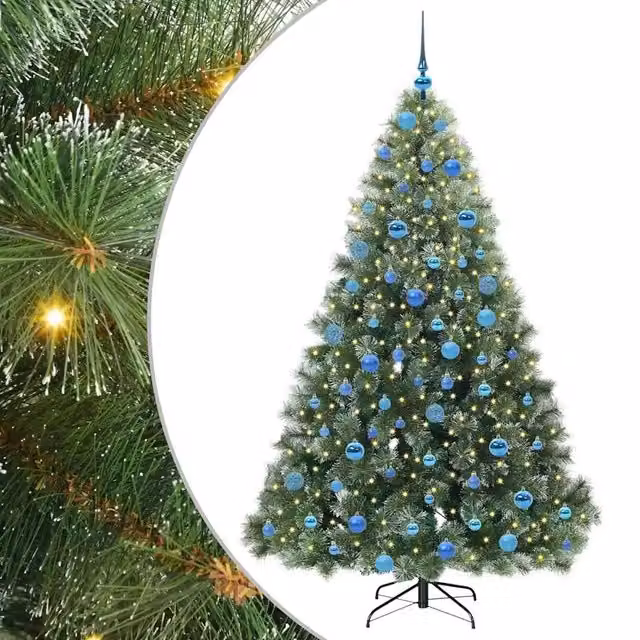 Albero di Natale artificiale moderno vidaXL verde con 300 LED luce bianca calda in PE e PVC, Altezza: 180 cm